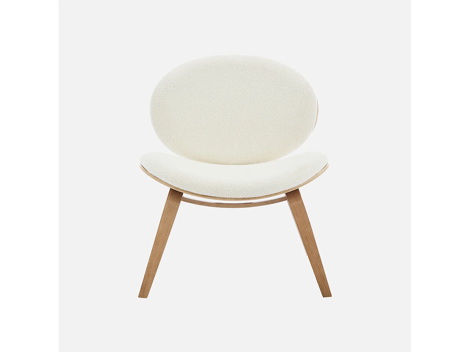 Fauteuil relax décor bois courbé placage effet chêne et bouclette texturée