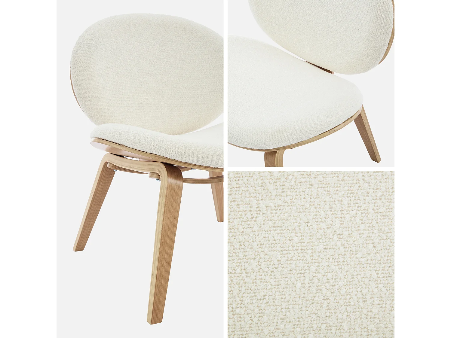 Fauteuil relax décor bois courbé placage effet chêne et bouclette texturée