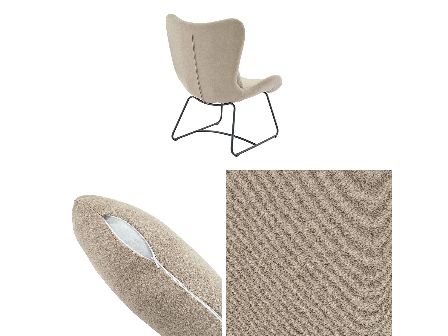 Sillón de tela con cojín beige