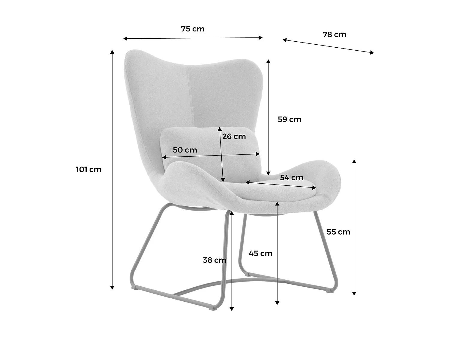 Sillón de tela con cojín beige