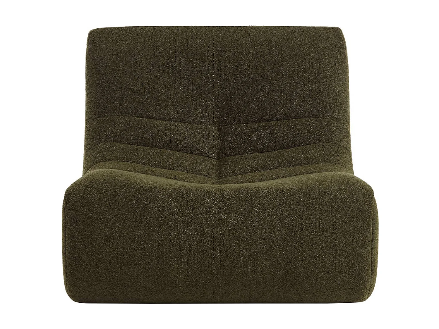 Lot de 2 fauteuils chauffeuses en bouclette texturée kaki style contemporain 1 place