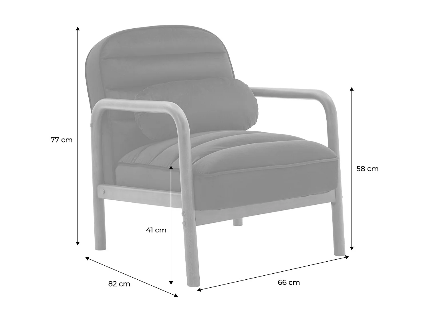 Fauteuil scandinave bois d'hévéa teinté noyer et tissu velours cappuccino