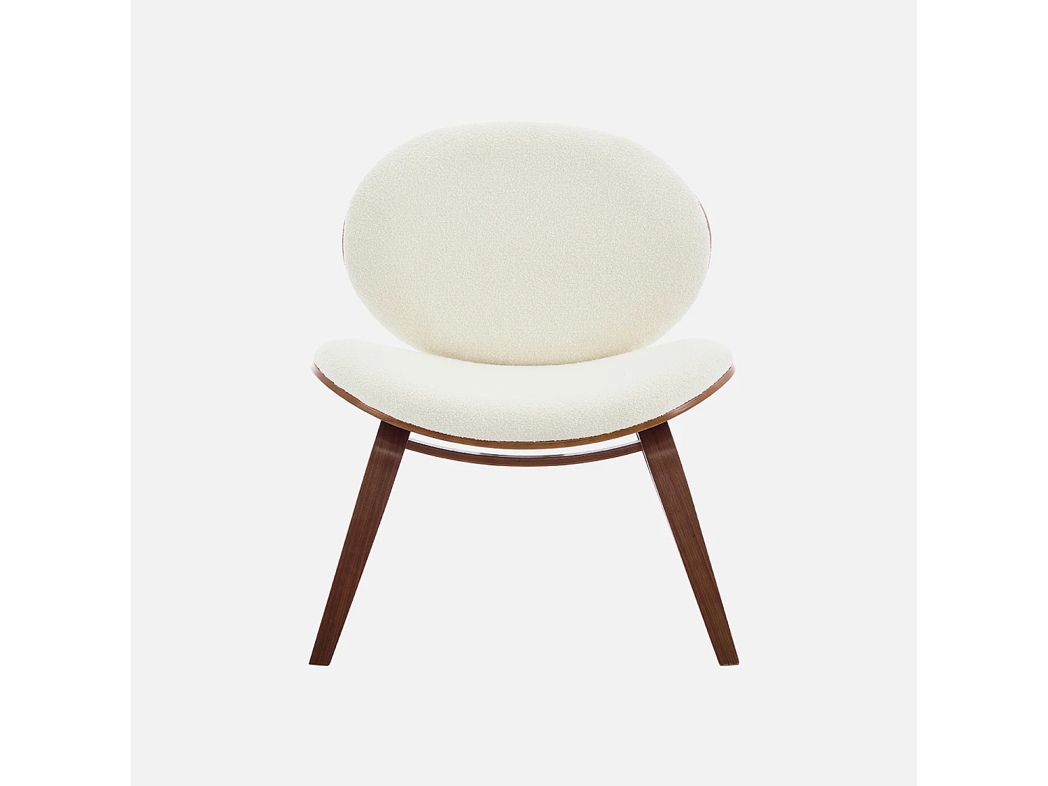 Fauteuil relax décor bois courbé placage effet noyer et bouclette texturée