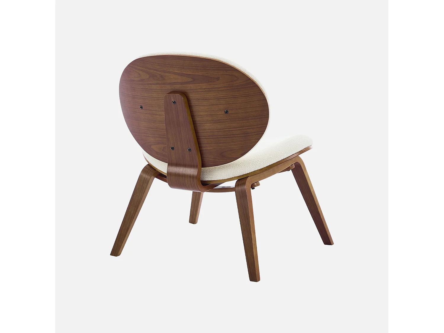 Fauteuil relax décor bois courbé placage effet noyer et bouclette texturée