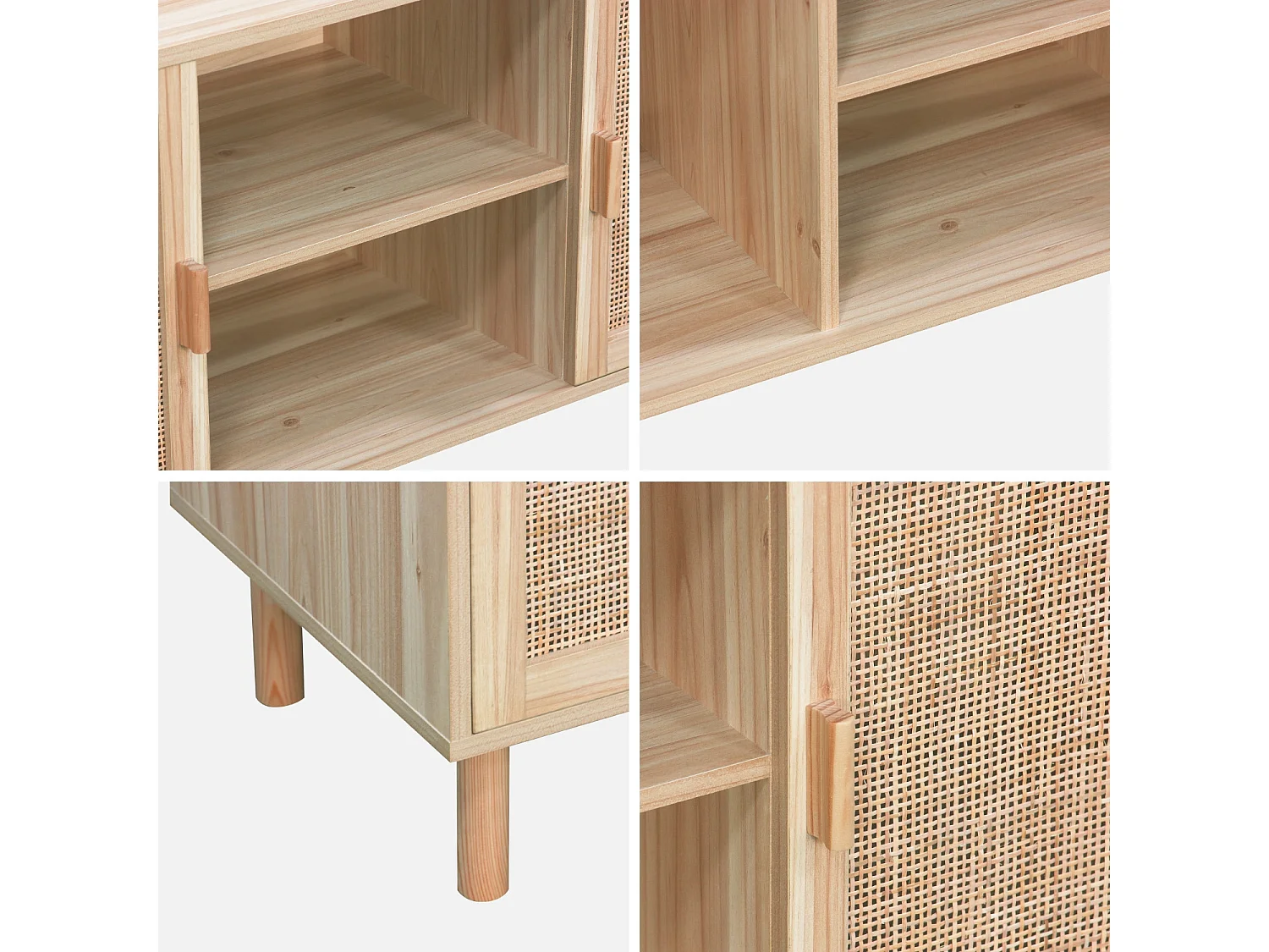 Mueble tv efecto caña y madera 120cm natural