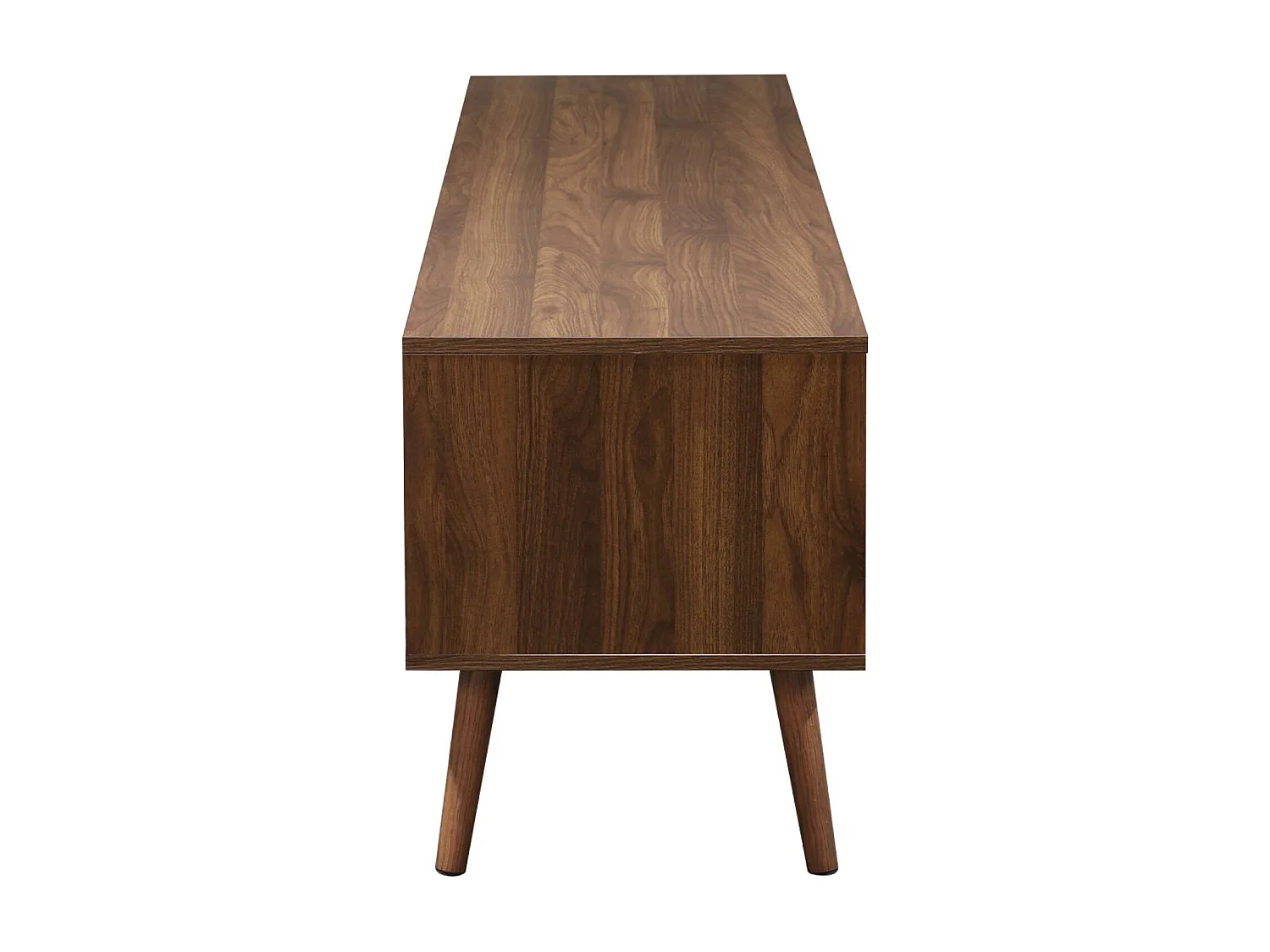 Meuble TV décor bois de noyer. 2 portes. 1 étagère. 160cm