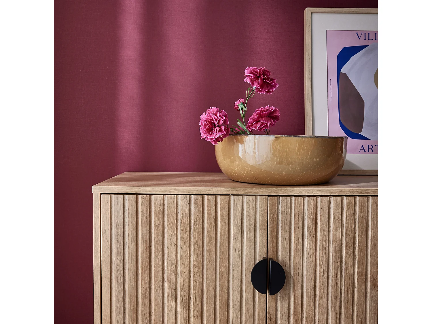 Mueble tv con efecto madera, 160cm roble