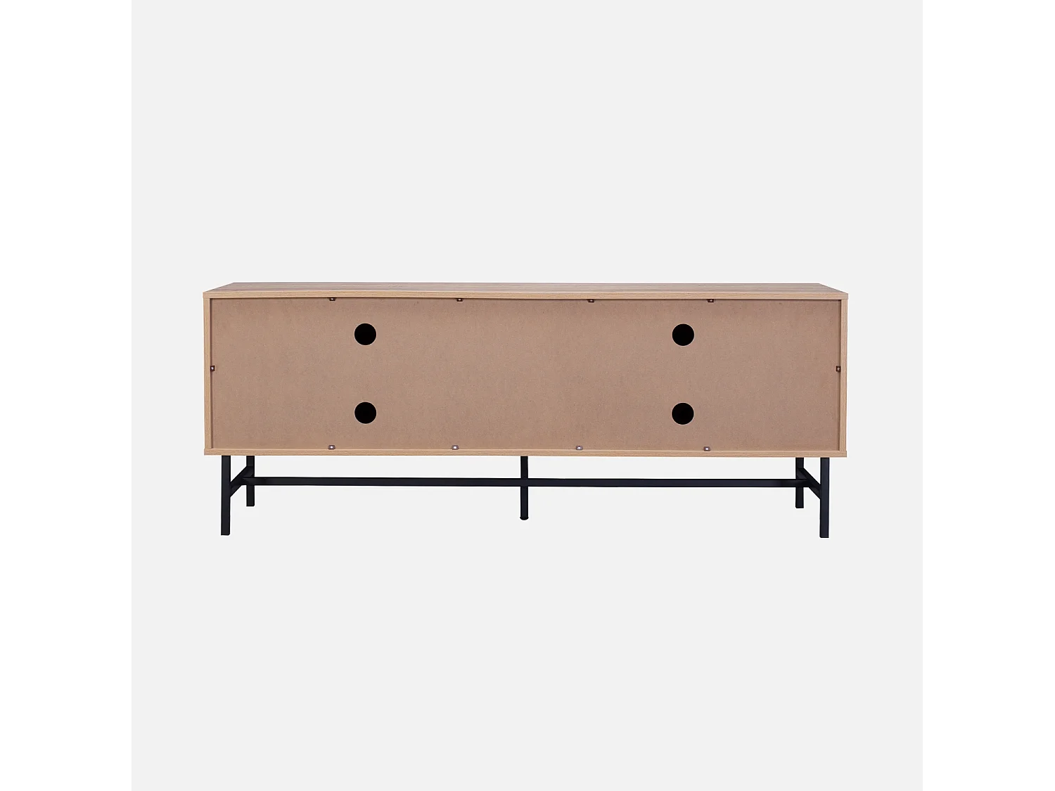 Meuble TV. Bazalt. effet chêne. quatre portes. deux étagères. L 157.5 x l 39 x H 60cm