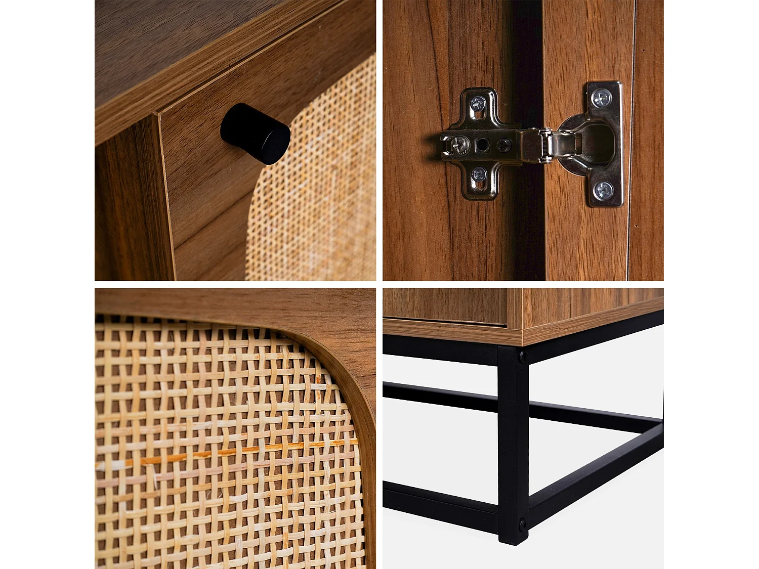 Soporte de tv de madera y caña redondeada 140cm natural