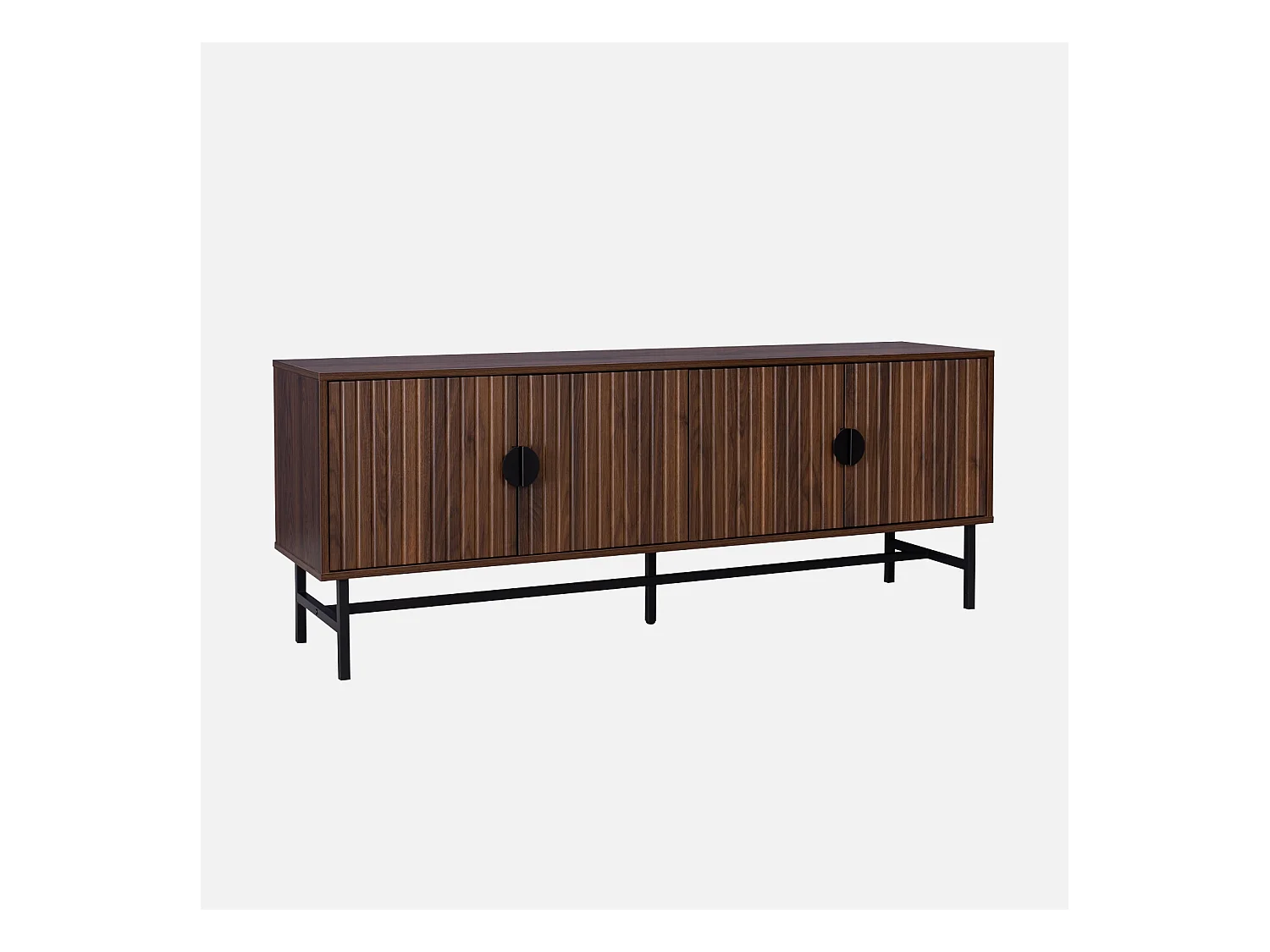 Meuble TV. Bazalt. quatre portes. deux étagères. L 157.5 x l 39 x H 60cm
