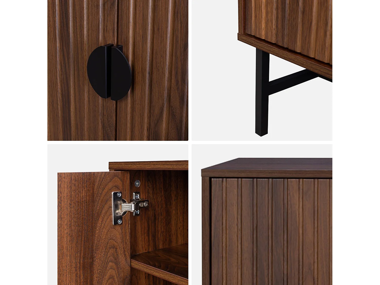 Meuble TV. Bazalt. quatre portes. deux étagères. L 157.5 x l 39 x H 60cm