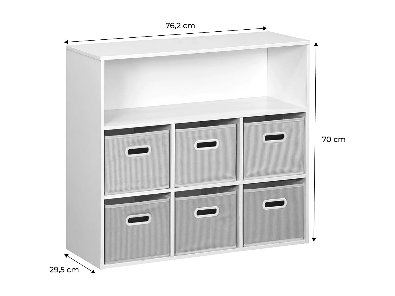 Libreria per bambini con 6 cestini in velluto, blu