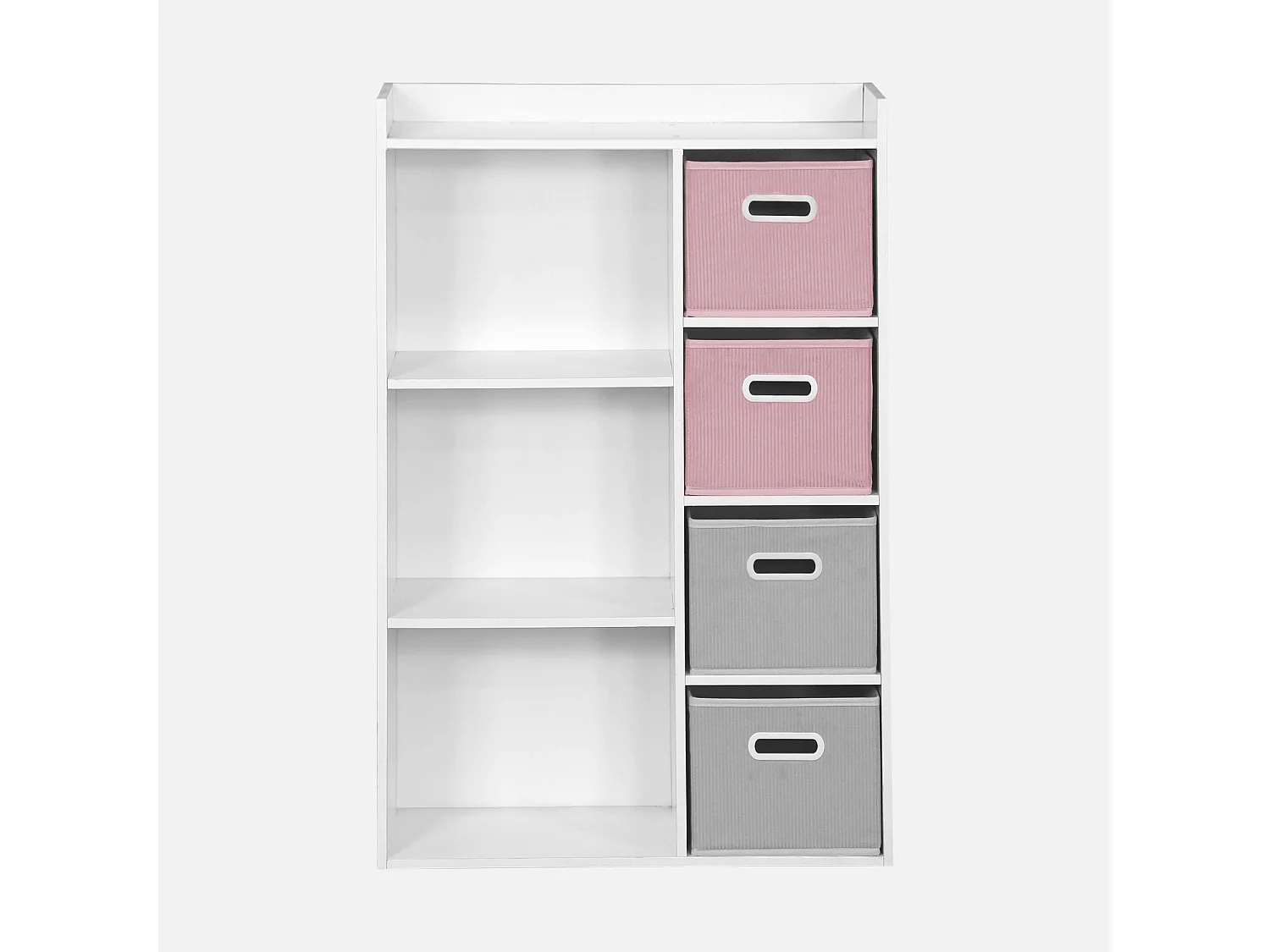 Mueble infantil con 4 cestas de terciopelo rosa