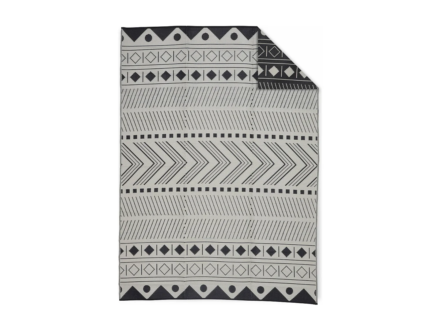 Tappeto per esterni motivi etnici, nero