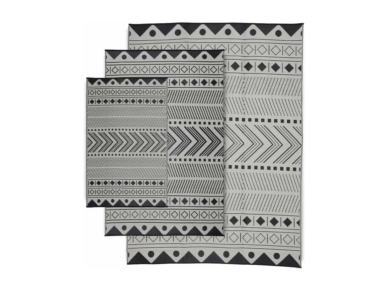 Tappeto per esterni motivi etnici, nero