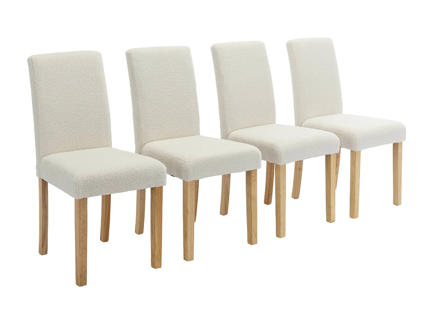 Lot de 4 chaises RITA revêtement bouclette pieds en bois d'hévéa