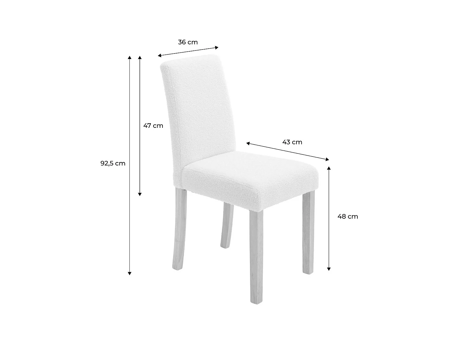 Lot de 4 chaises RITA revêtement bouclette pieds en bois d'hévéa