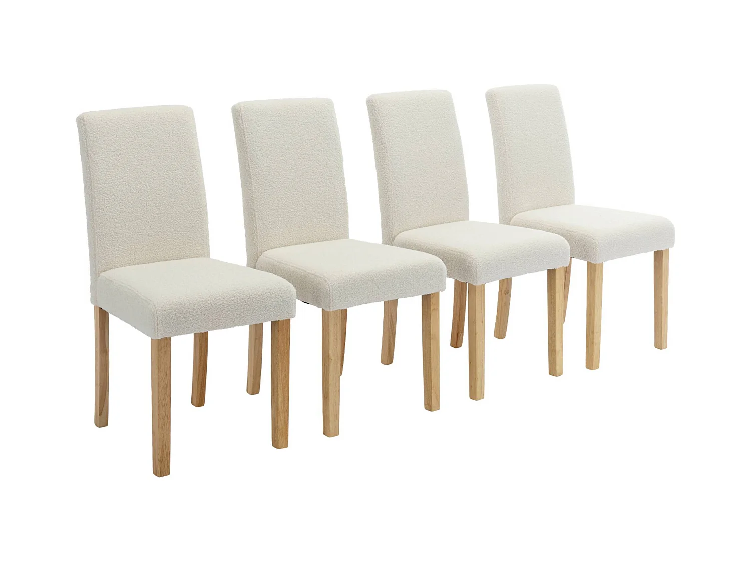 Lot de 4 chaises RITA revêtement bouclette pieds en bois d'hévéa