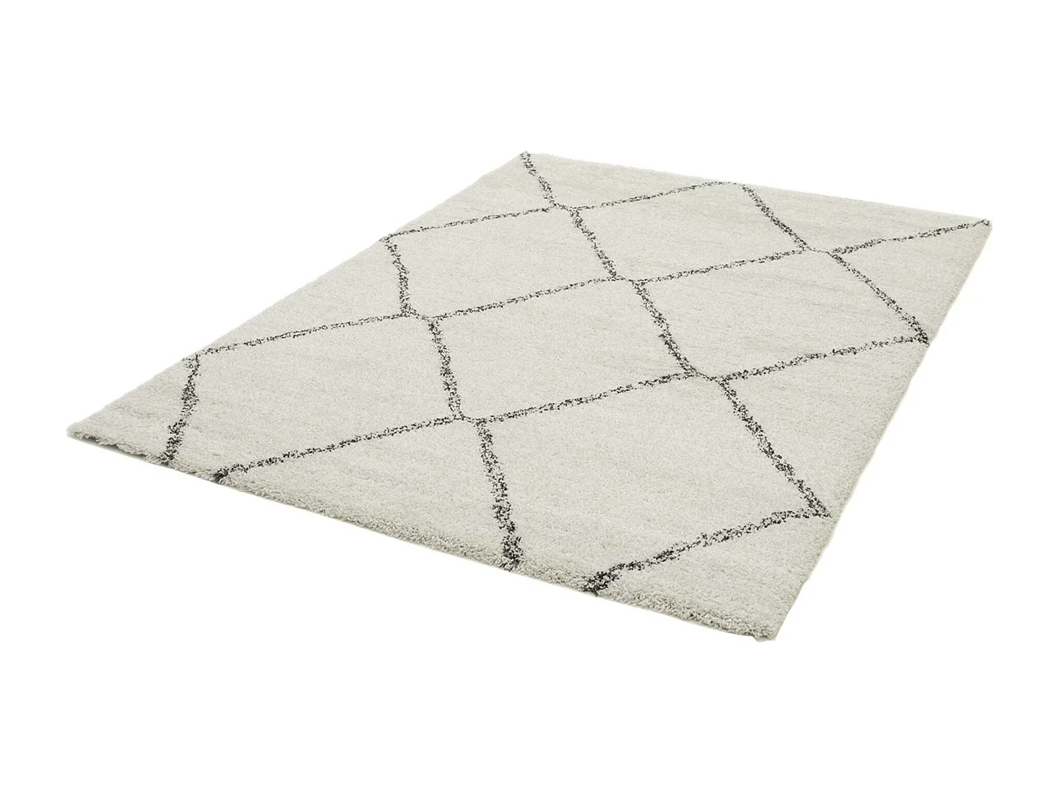 Tapis intérieur shaggy. poils longs. 80x150cm style berbère. blanc et noir