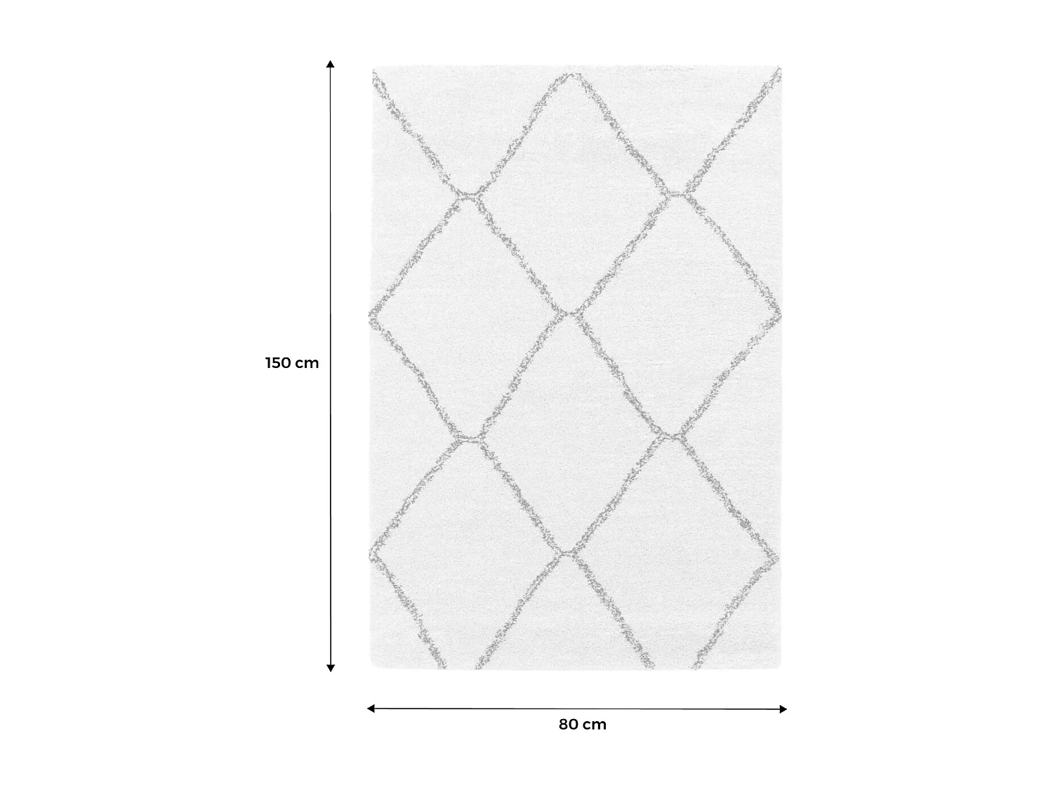 Tapis intérieur shaggy. poils longs. 80x150cm style berbère. blanc et noir