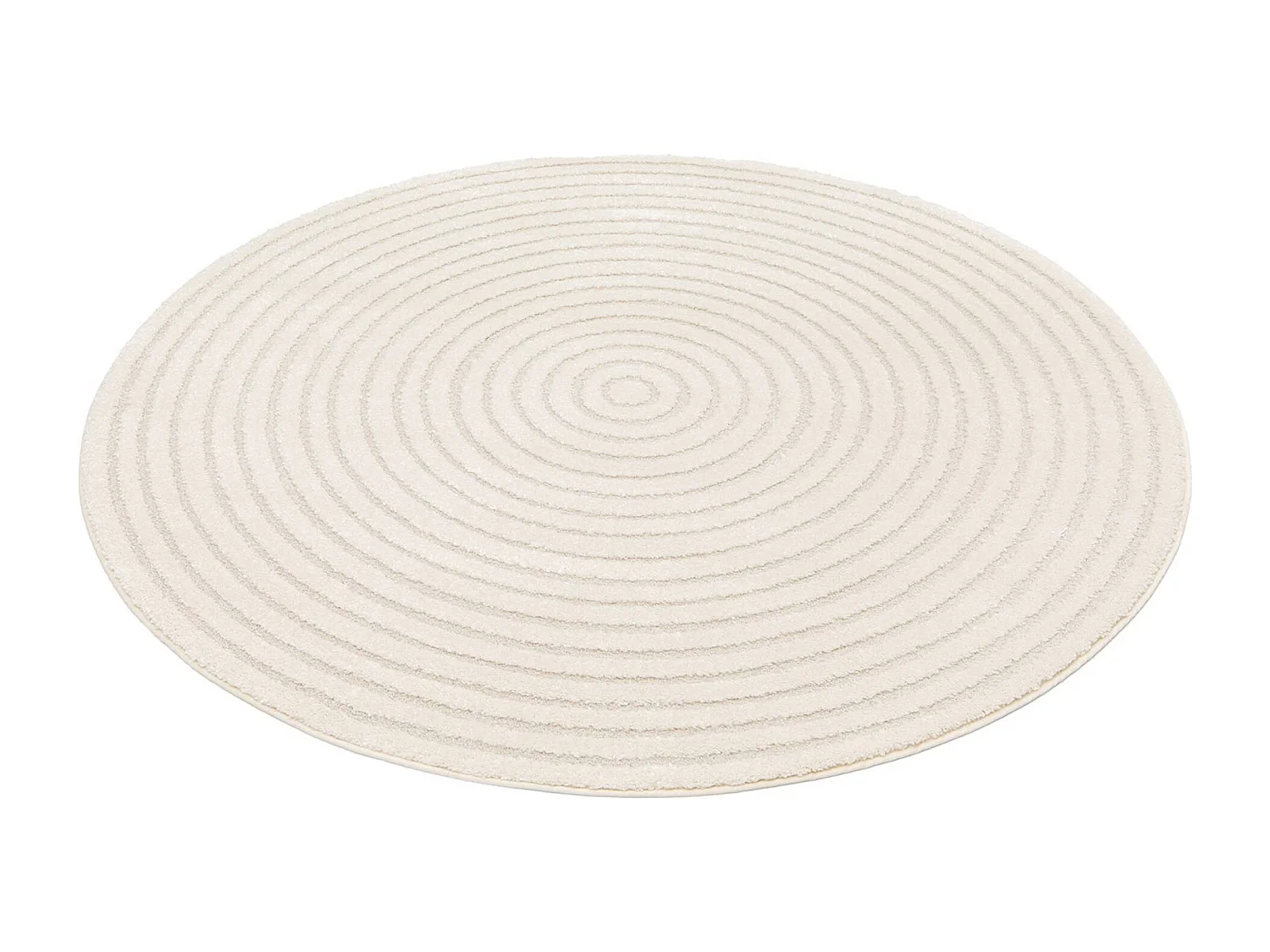 Alfombra interior redonda con relieve en color crema  crema