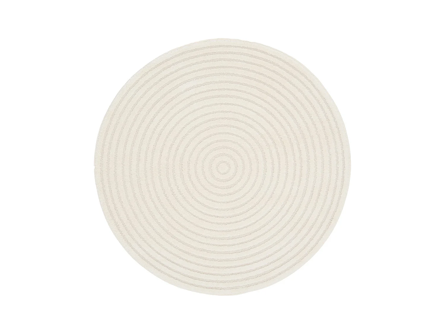 Tapis rond intérieur motifs cercles en relief crème Ø160cm