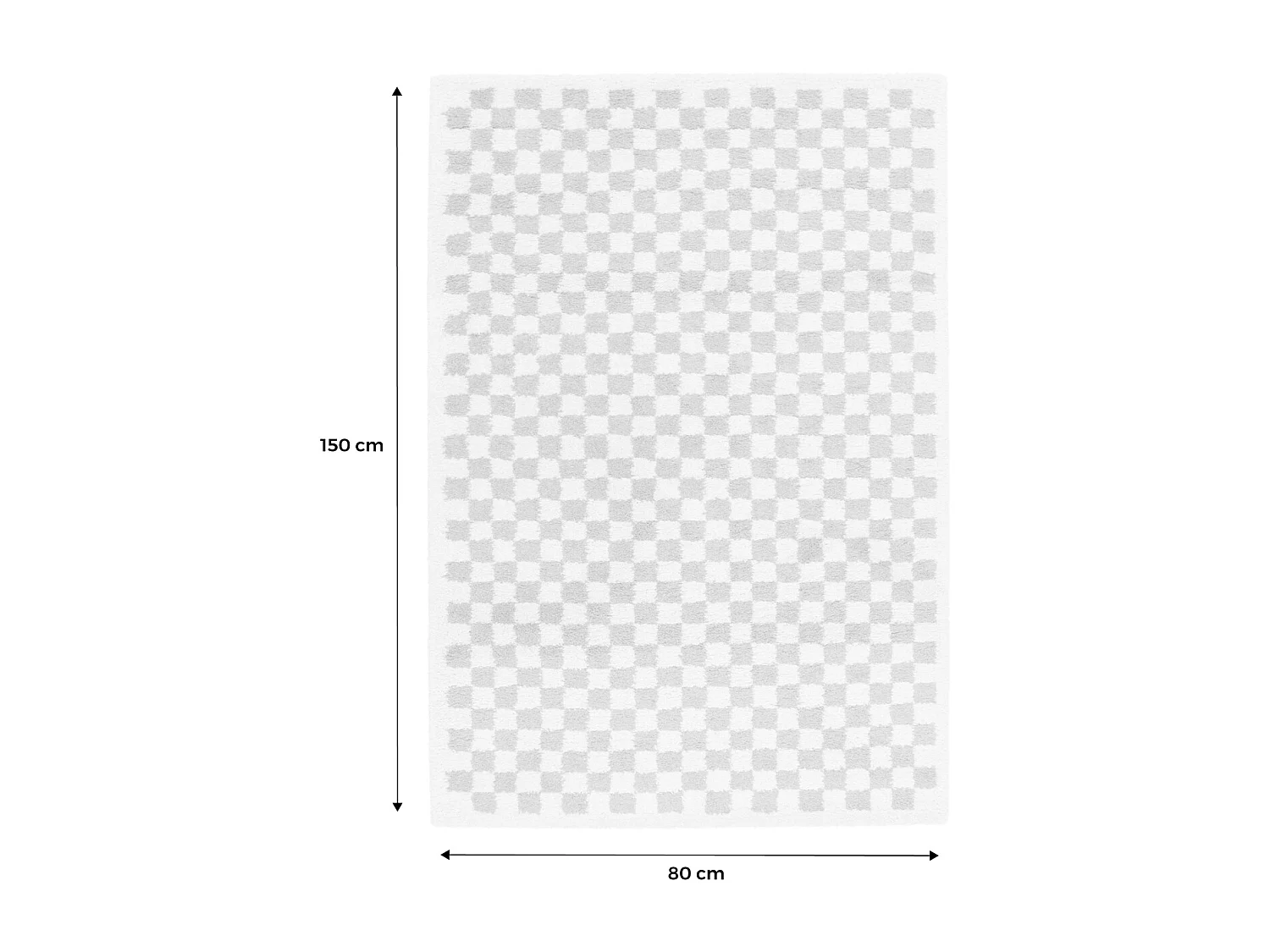 Tapis intérieur shaggy poils longs 80x150cm damier vieux rose et crème