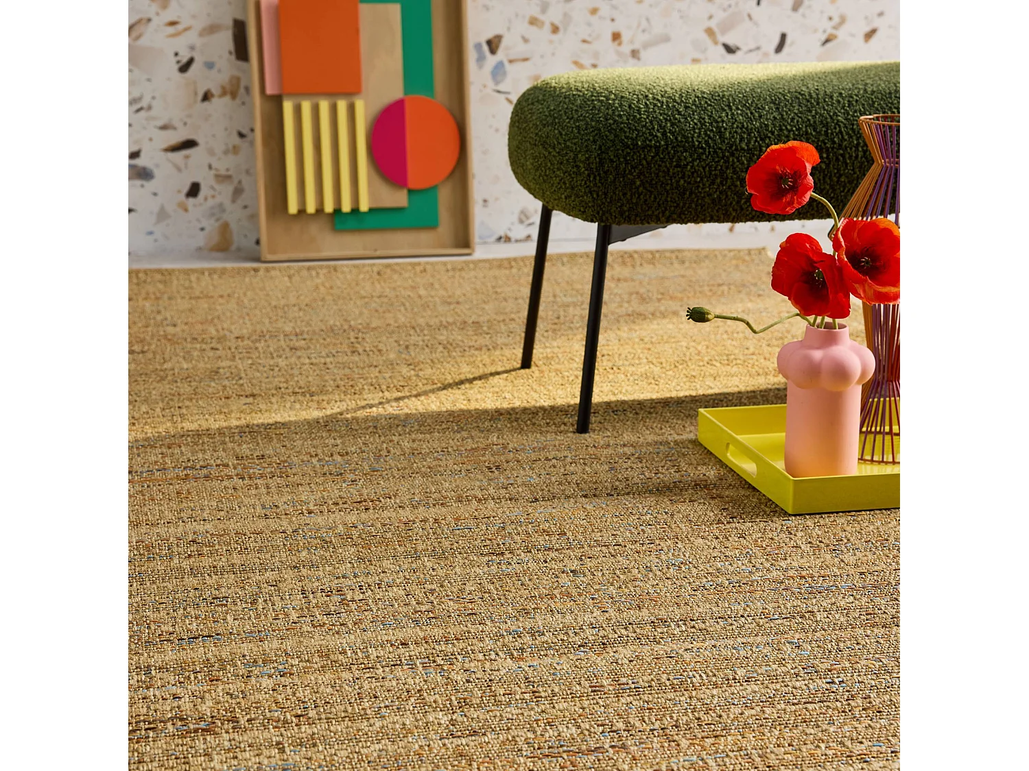 Tapis intérieur/extérieur effet jute claire. 200 x 290 cm. résistant aux UV