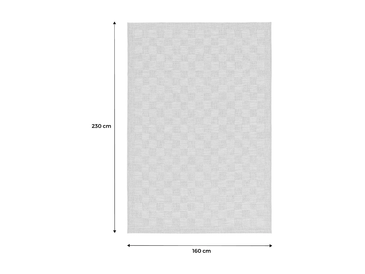 Tapis intérieur/extérieur effet jute coloris naturel motif damier. 160x230cm stabilisé aux UV