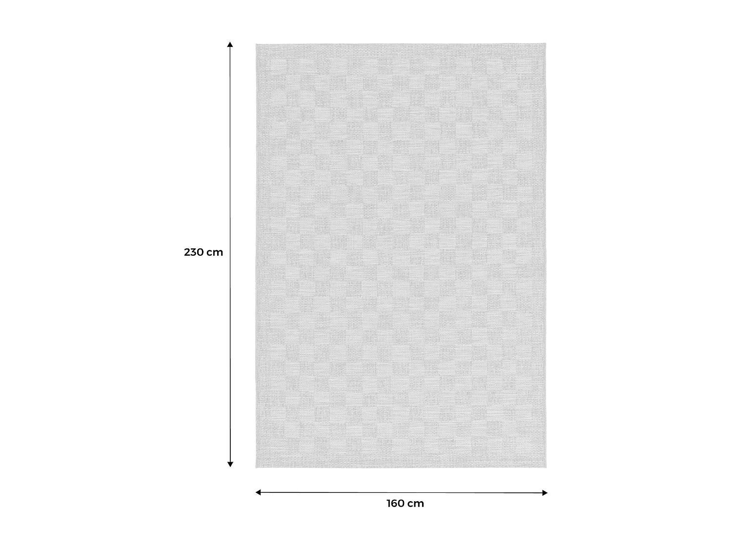 Tapis intérieur/extérieur effet jute coloris naturel motif damier. 160x230cm stabilisé aux UV
