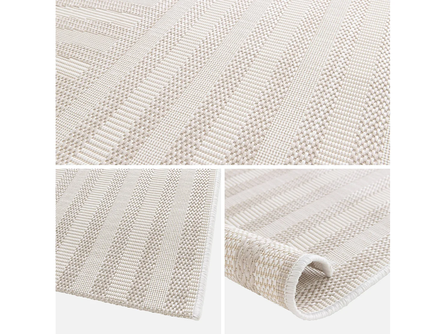 Tapis intérieur/extérieur motif arches beige. 200 x 290cm 100% polyester recyclé