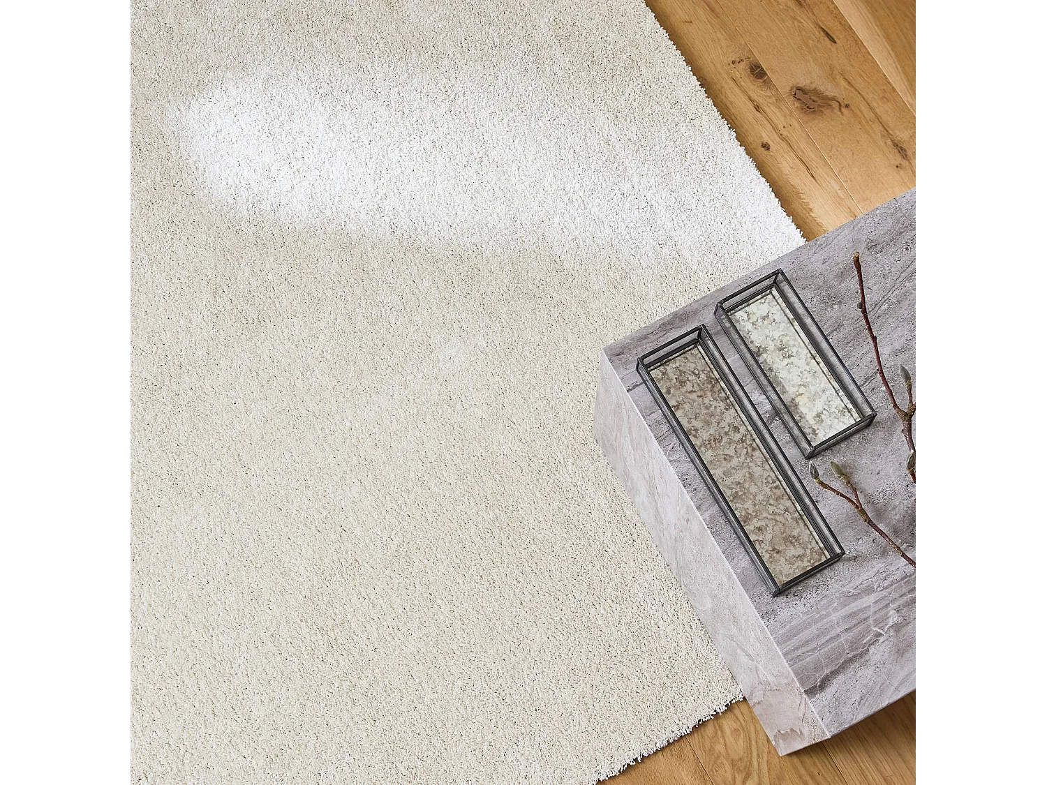 Tapis intérieur velours frisé crème. 200 x 290cm poil ras effet bouclette