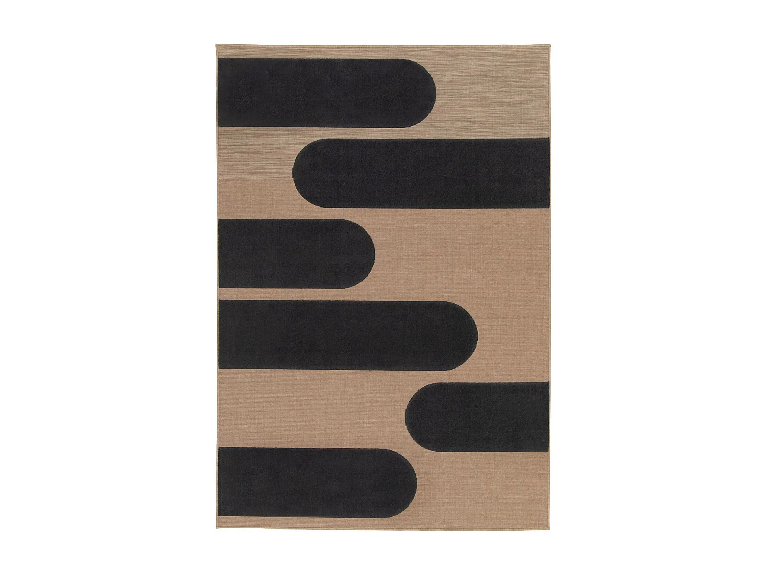 Tapis intérieur/extérieur beige motif géométrique noir 160x230cm tissé plat