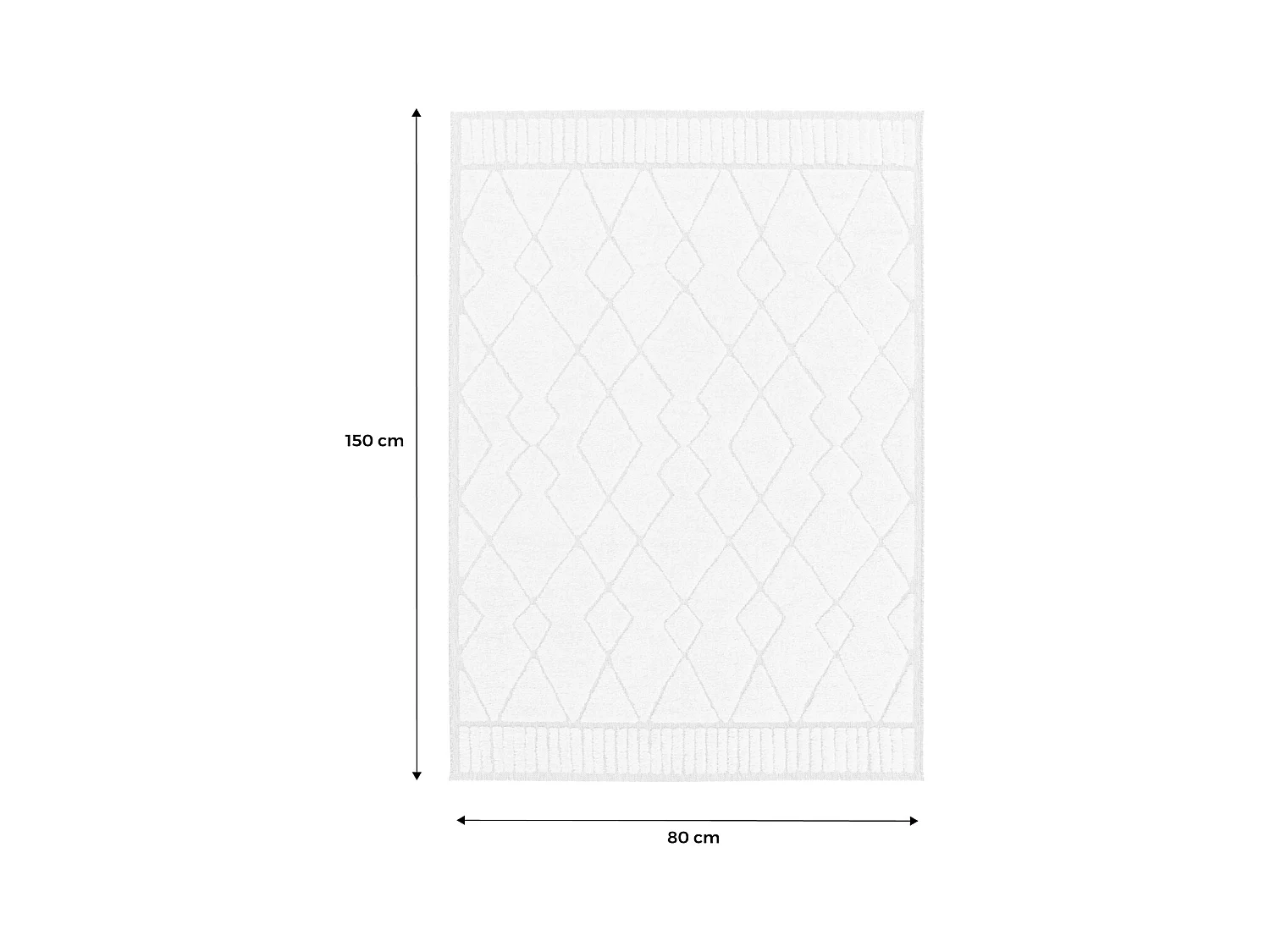 Tapis intérieur motif ethnique berbère 80x150cm poils ras. beige et crème