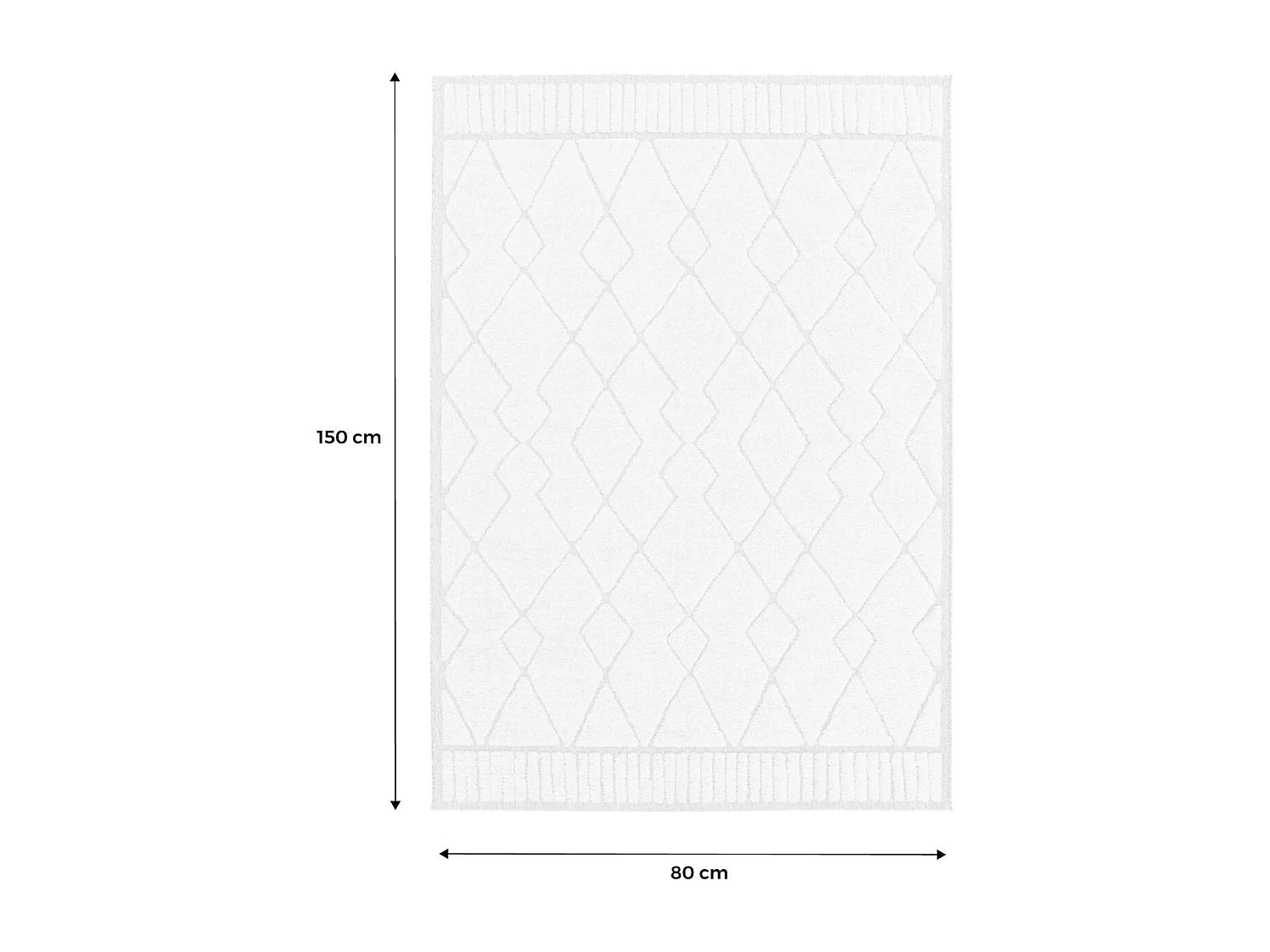 Tapis intérieur motif ethnique berbère 80x150cm poils ras. beige et crème