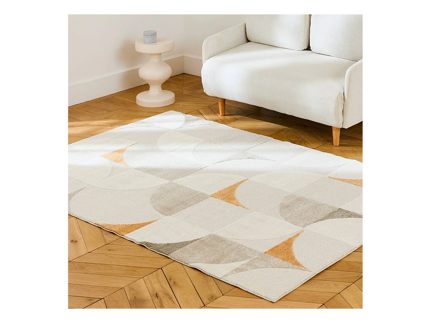 Tappeto interno con motivo retrò color crema