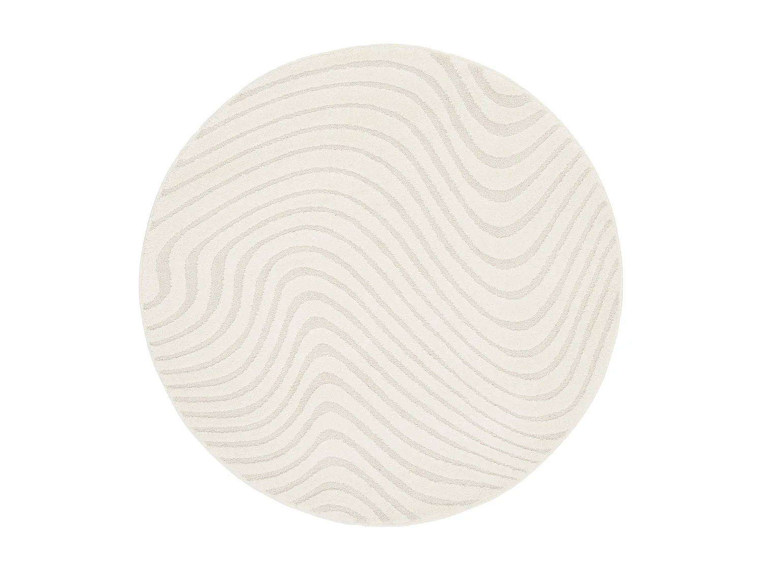 Tapis rond intérieur motifs ondulations en relief crème Ø160cm