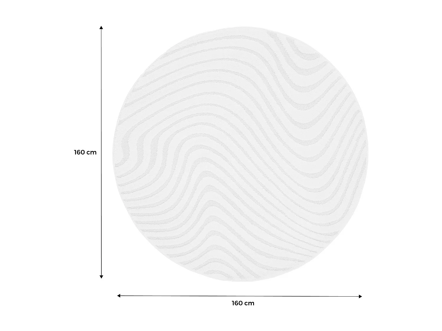 Tapis rond intérieur motifs ondulations en relief crème Ø160cm