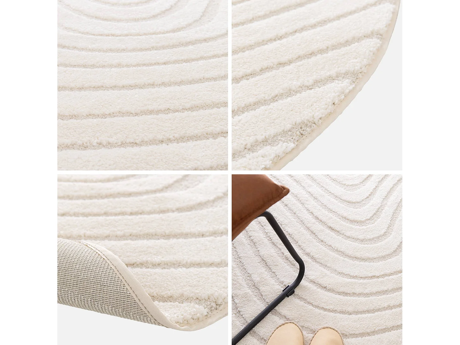 Alfombra interior con motivos ondulados en relieve, crema 160cm crema