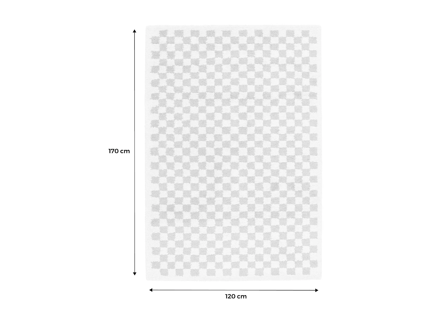 Tapis intérieur shaggy poils longs 120x170cm damier bleu foncé et crème