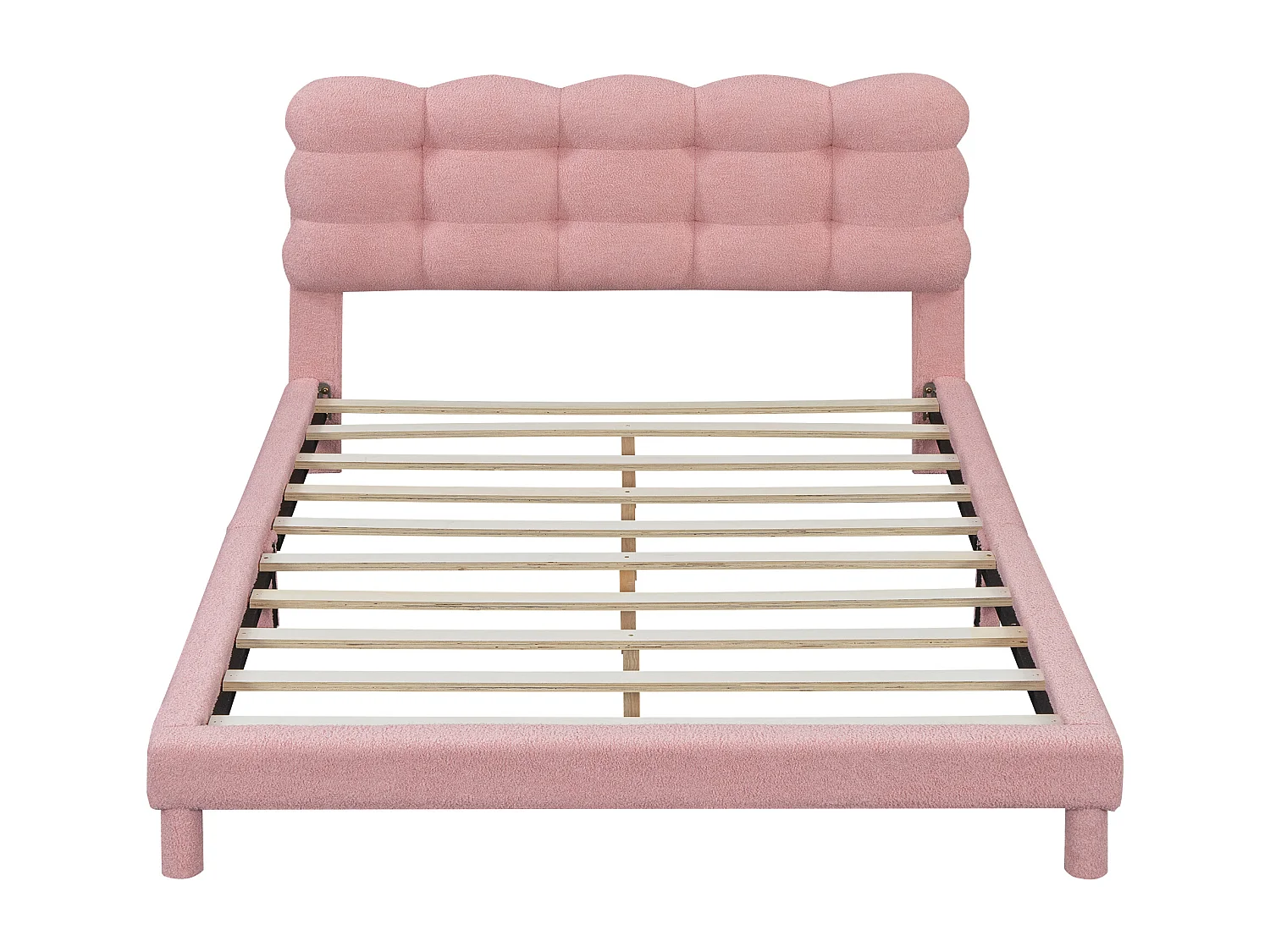 Cama tapizada 140x200 cm con cabecero ajustable - Tejido felpa - Moderna y sencilla - Color rosa