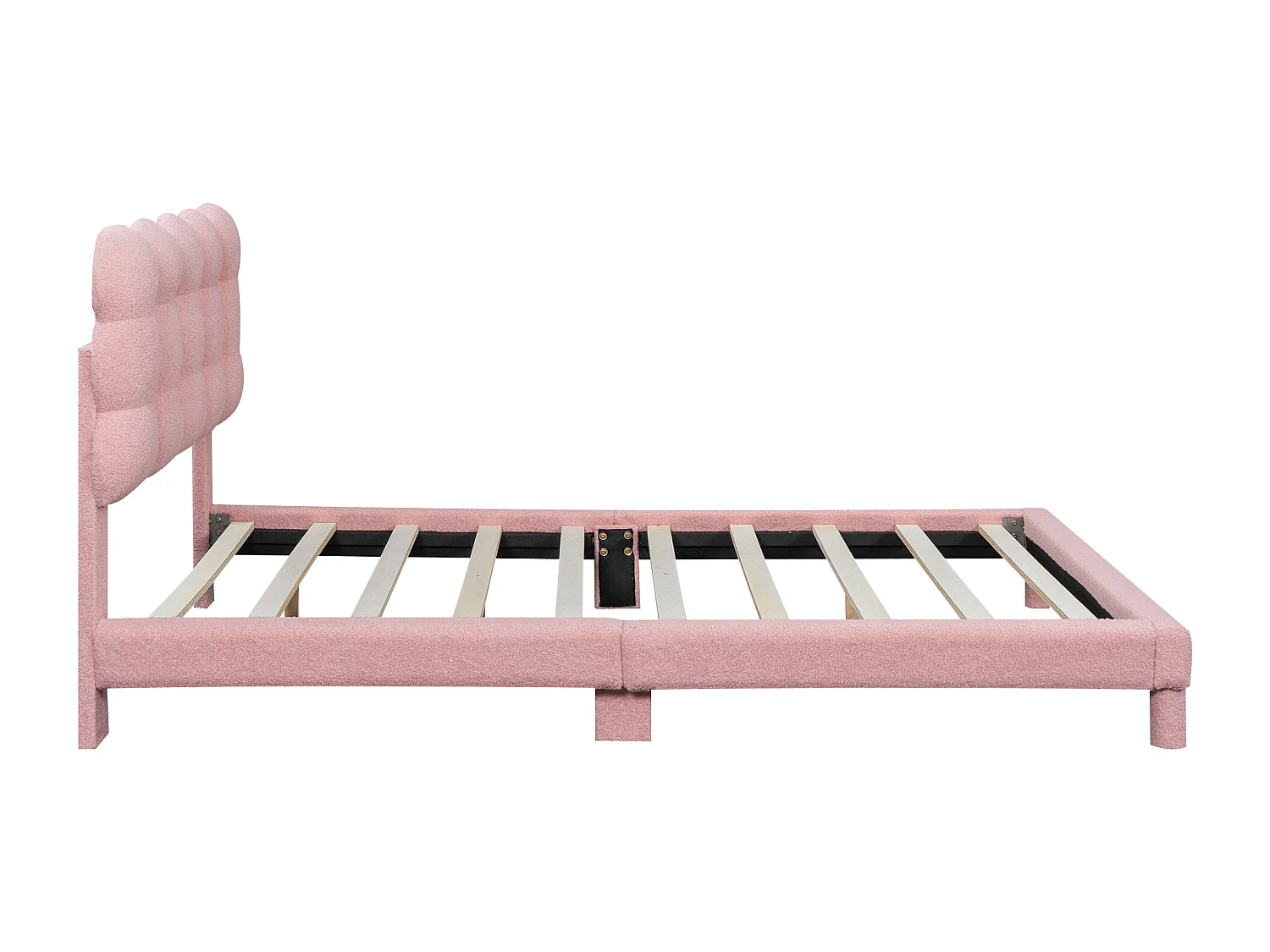 Cama tapizada 140x200 cm con cabecero ajustable - Tejido felpa - Moderna y sencilla - Color rosa