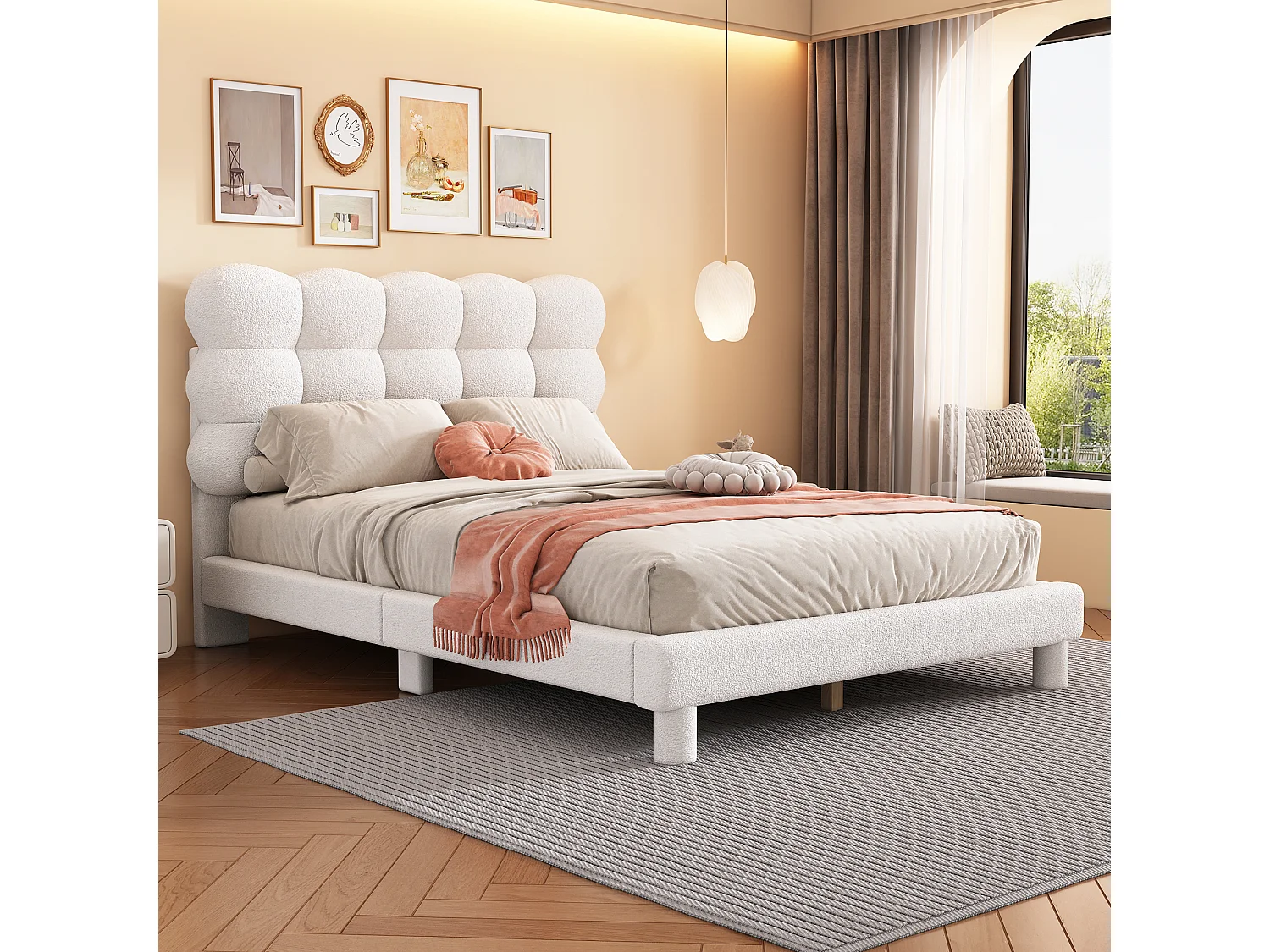 Camas Matrimoniales Cama Doble Tapizada - 140 X 200 Cm - Con Somier +  Cabecero - Lino Cama 160x200, image size:1500x1125