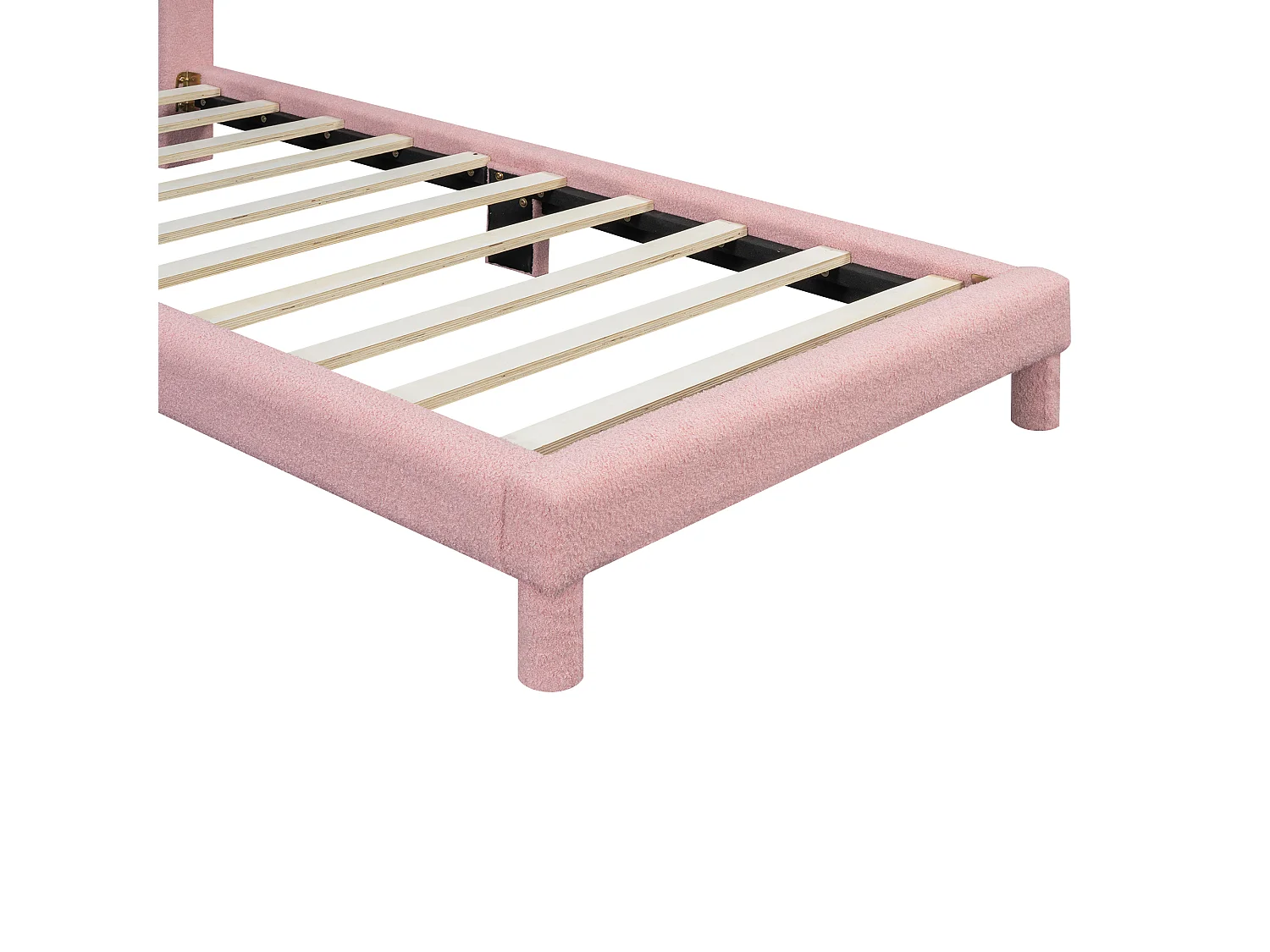 Cama acolchoada 90 x 200 cm com cabeceira ajustável - Tecido plush - Moderno e Simples - Cor rosa