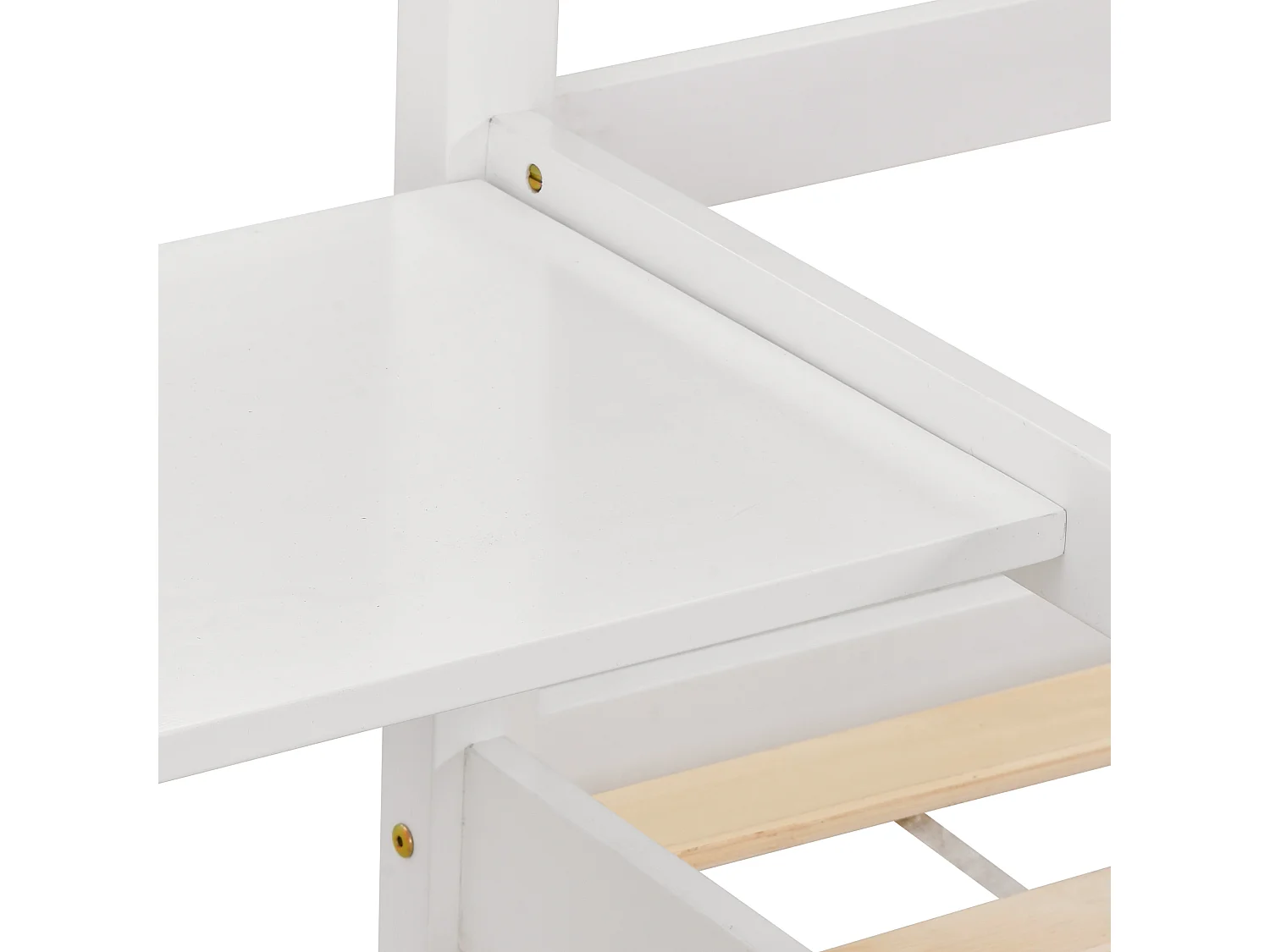 Cama cabine 2 x 90 x 200 cm com mesa de cabeceira - madeira de pinho - base de ripas incluída - cor branca