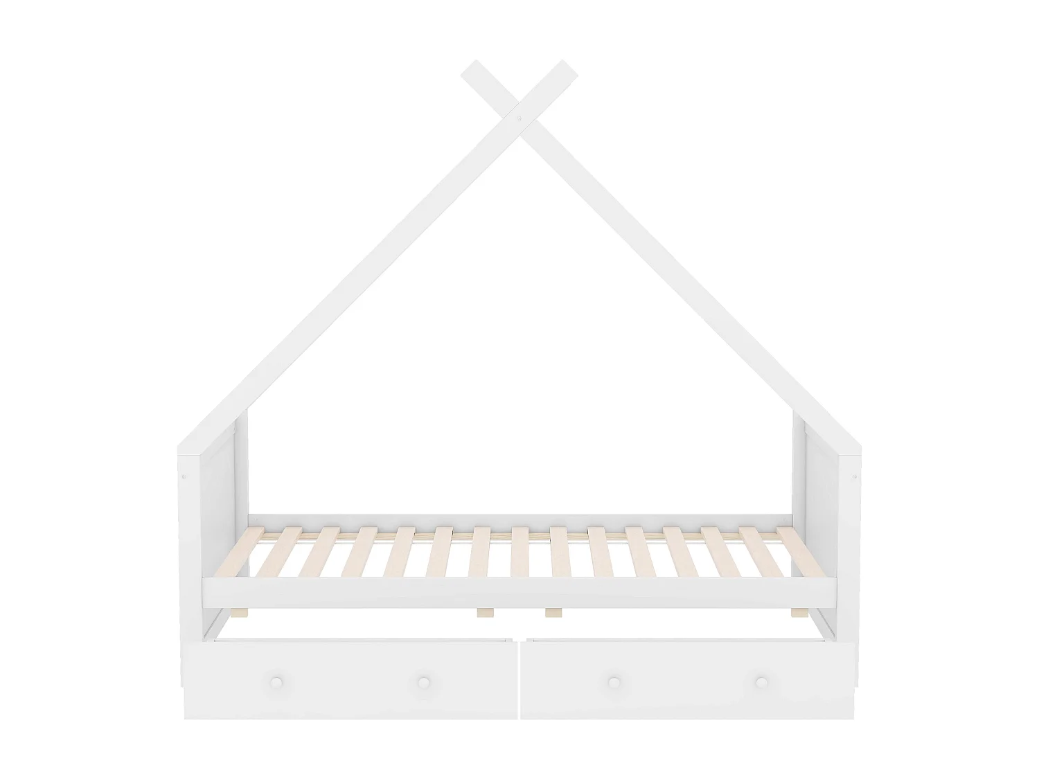 Cama cabine 90 x 200 cm com 2 gavetas, cama bebé - madeira de pinho - base de ripas - cor branca