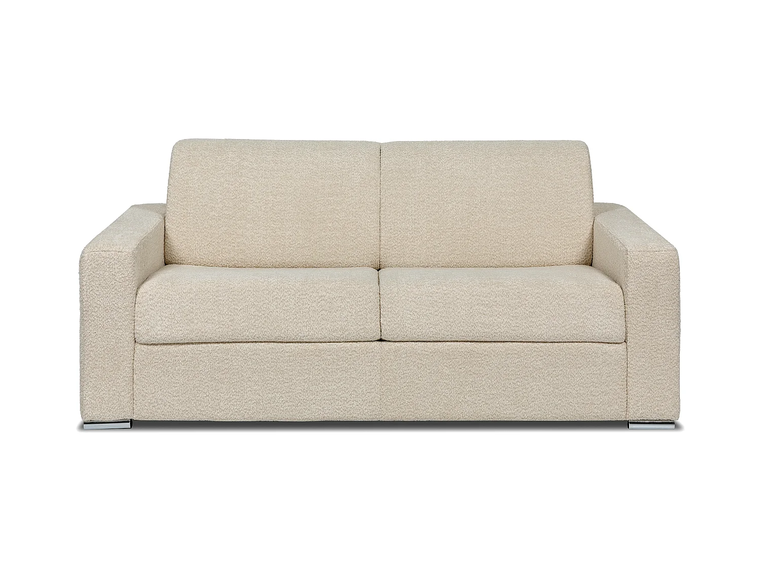 Schlafsofa mit Matratze 3-Sitzer - Liegefläche Lattenrost mit breiten Latten 140 cm - Matratze 18 cm - Bouclé-Stoff - Beige - CALITO