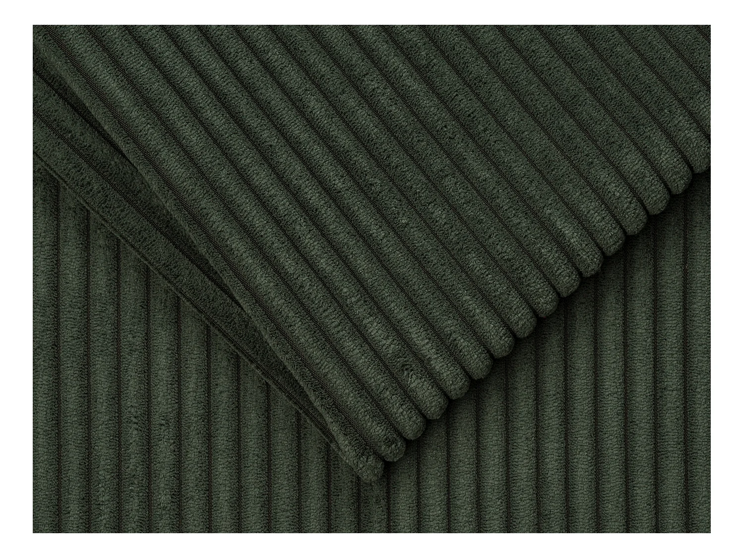 Sofá de 3 lugares convertível de abertura rápida em veludo canelado verde, cama ripas largas 140 cm e colchão 18 cm - CALITO