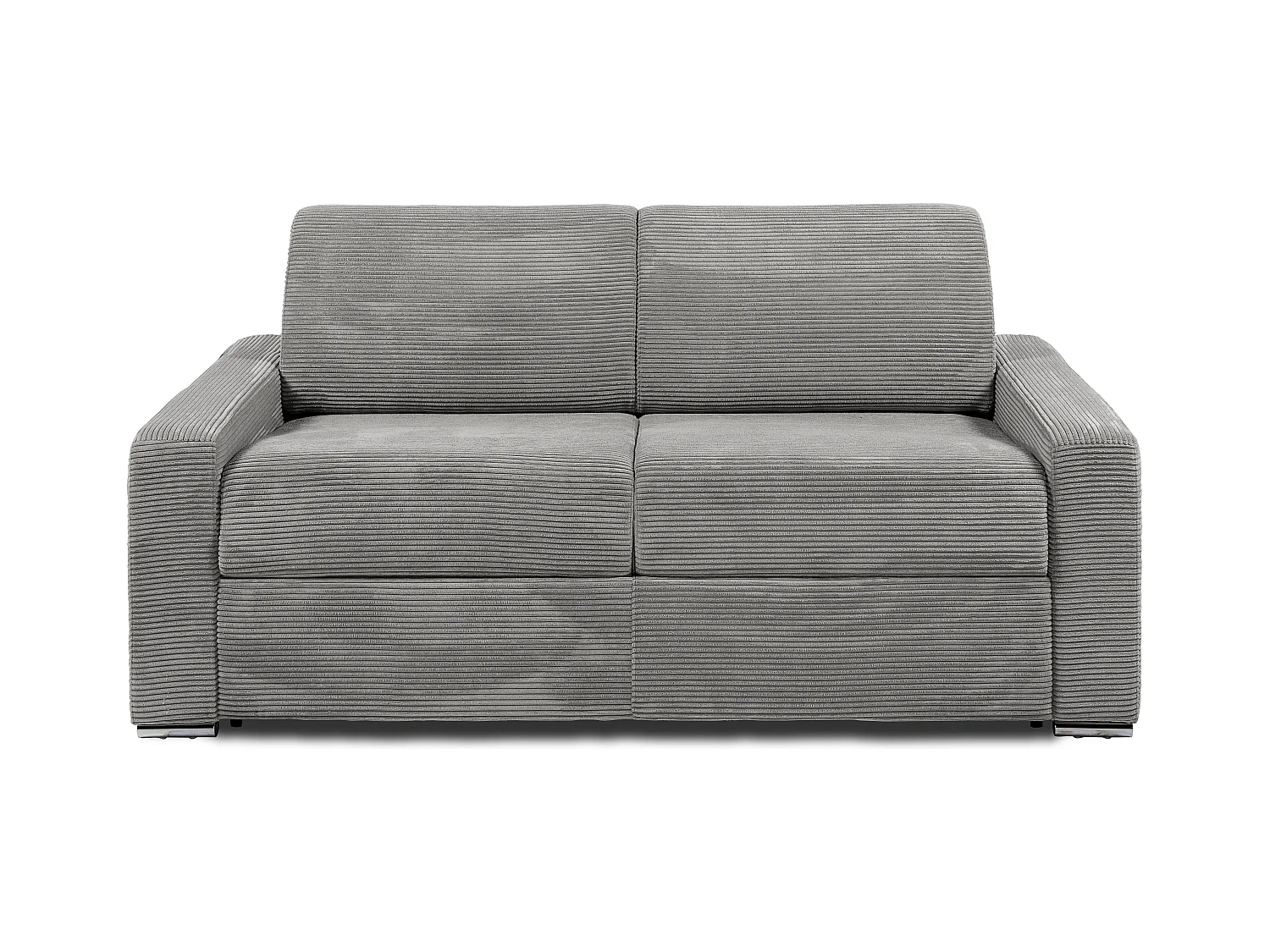 Express-driezitsslaapbank van lichtgrijs ribfluweel - Bed met brede latten 140 cm - Matras 18 cm CALITO