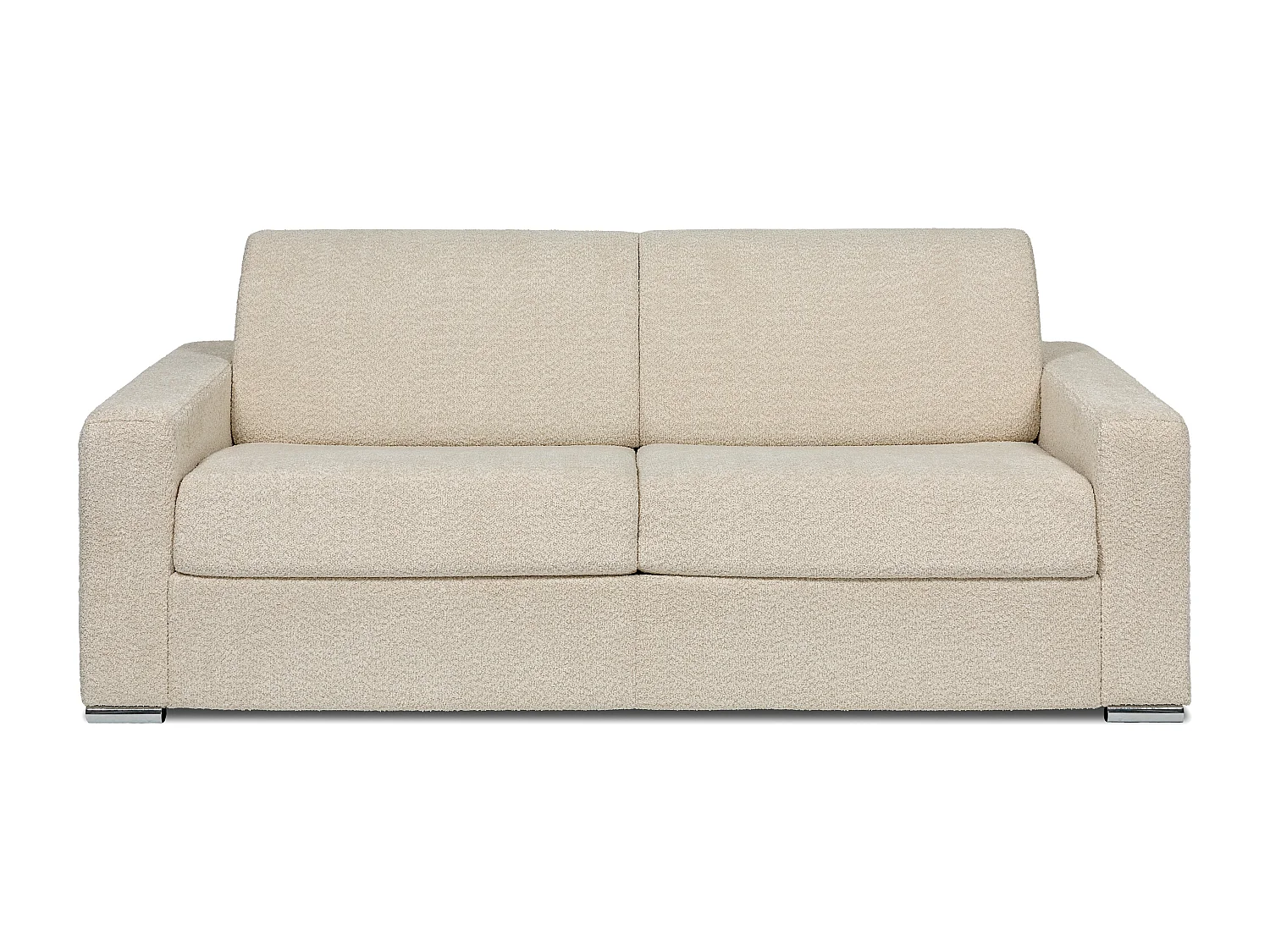 Sofá de 4 lugares convertível de abertura rápida em tecido bouclé bege, cama ripas largas 160 cm e colchão 18 cm - CALITO